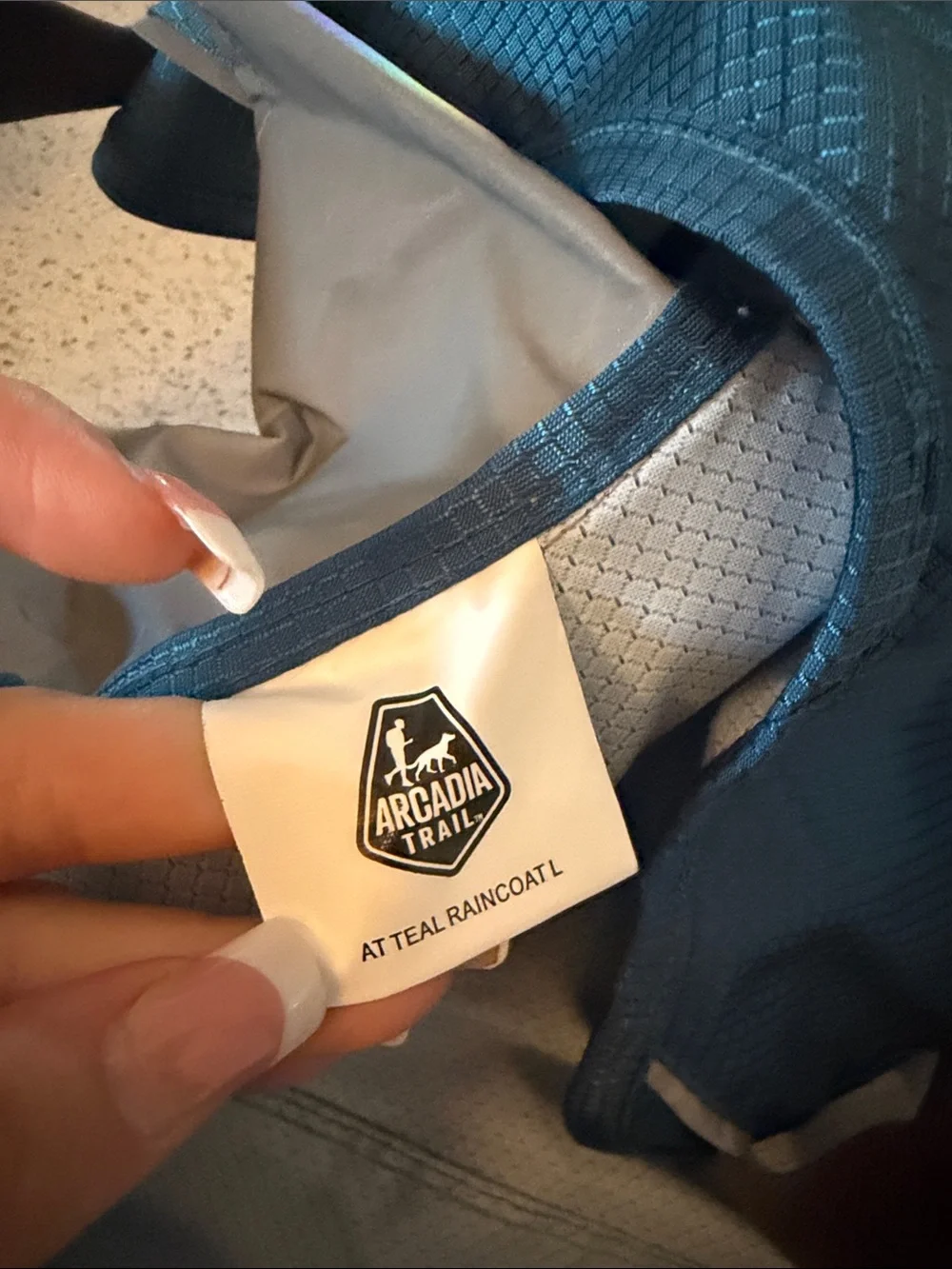 Arcadia Trail dog rain jacket Teal blue  and Light Gray Packable Jacket @@@